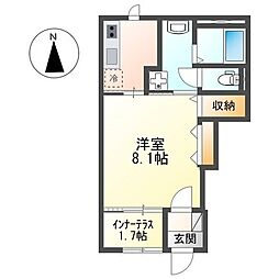 シャイン・ウェスト 1Kの間取図画像