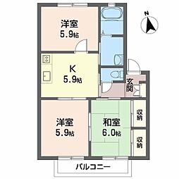 ディアス千原2 3Kの間取図画像