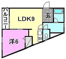 ロイヤルサンタ北久米 201 号室 2階1LDKの間取り