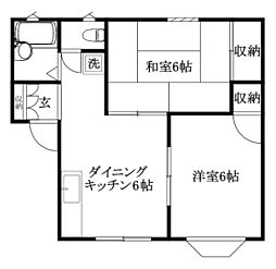 グリーンハイツ 2DKの間取図画像