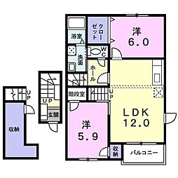 オリージャ3 2LDKの間取図画像