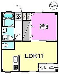 フォブールアリス 1LDKの間取図画像