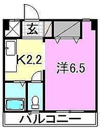 プランドール木屋町 1Kの間取図画像