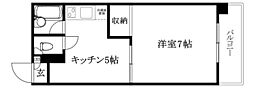 ルナ・ソレイユ桑原 1Kの間取図画像