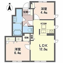 シャーメゾン南吉田A 2LDKの間取図画像
