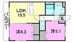 ｈｏｐｅａｃｅ 301 号室 3階2LDKの間取り