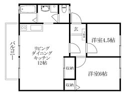 ラフレシア杉浦N 2LDKの間取図画像