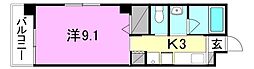 ブラウンハイム清水町2 1Kの間取図画像
