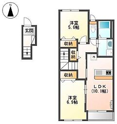 シダーフォレスト 2LDKの間取図画像
