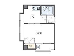 レオパレスエステート千舟 1Kの間取図画像