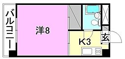 第2パールハイツ 1Kの間取図画像