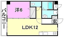 ボンヌ.シャンス 1LDKの間取図画像