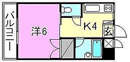 サンハイツ桑原 1Kの間取図画像