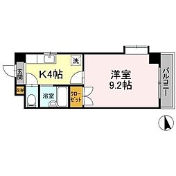 フィオーレ松山 1Kの間取図画像