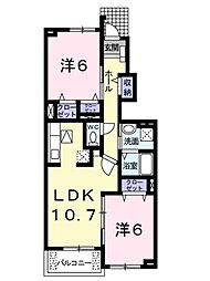 セントラルパークサイド市坪 2LDKの間取図画像