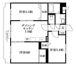 ユーミー林 3DKの間取図画像