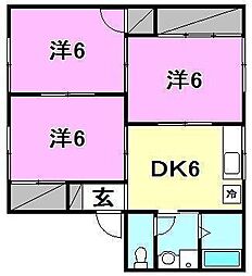ガーデンハイツA 3DKの間取図画像