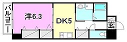 ライフコート千舟 1DKの間取図画像