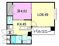 one 1LDKの間取図画像