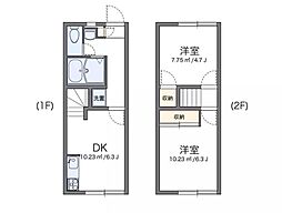 レオパレスヴィラコメット 2DKの間取図画像
