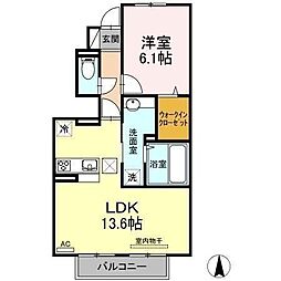 クロノス恵 1LDKの間取図画像