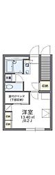 レオパレスユアーズ3 1Kの間取図画像