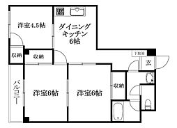 グレース辻町 3DKの間取図画像