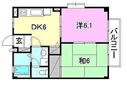 フォブールフライブルク 2DKの間取図画像
