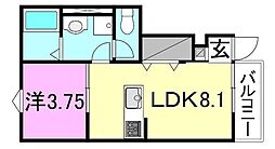 CasaPacificaParkSideWest 1LDKの間取図画像