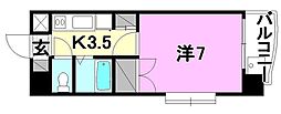 Y'sCourt朝生田 1Kの間取図画像