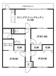 エリヴェール道後 3LDKの間取図画像