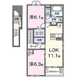 スイングシング4 2LDKの間取図画像