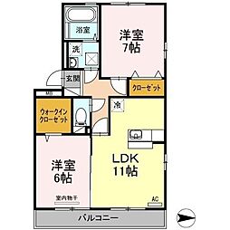 Y.サイレントヴィラージュ 2LDKの間取図画像