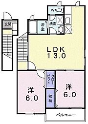 エスポワール 2LDKの間取図画像