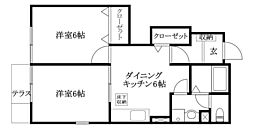 コーストアヴェニューA 2DKの間取図画像