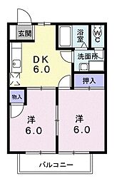 エスポワール・エル 2DKの間取図画像