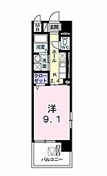 ルミエール山越 1Kの間取図画像