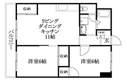 福泉ビル 2LDKの間取図画像