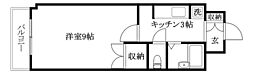 アイディ・ヒルズ平井 1Kの間取図画像