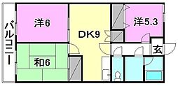 ユーミーつばき2 3DKの間取図画像