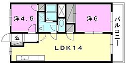 緑風館中央 2LDKの間取図画像