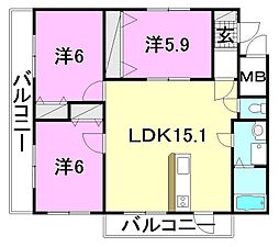 ブライムサンライト 3LDKの間取図画像
