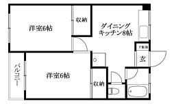 グレース立花2 2DKの間取図画像