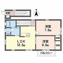 グランコート久万ノ台D 2LDKの間取図画像