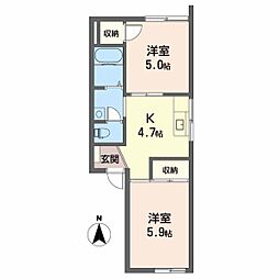コーポ松尾 2Kの間取図画像