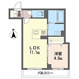 ブルームステージ津田 1LDKの間取図画像