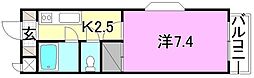 カーサグラン桑原 1Kの間取図画像