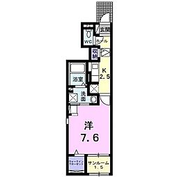 エルホワイト2 1Kの間取図画像