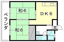 東一万ビル 2DKの間取図画像