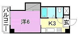 Y'sCourt福音寺 1Kの間取図画像
